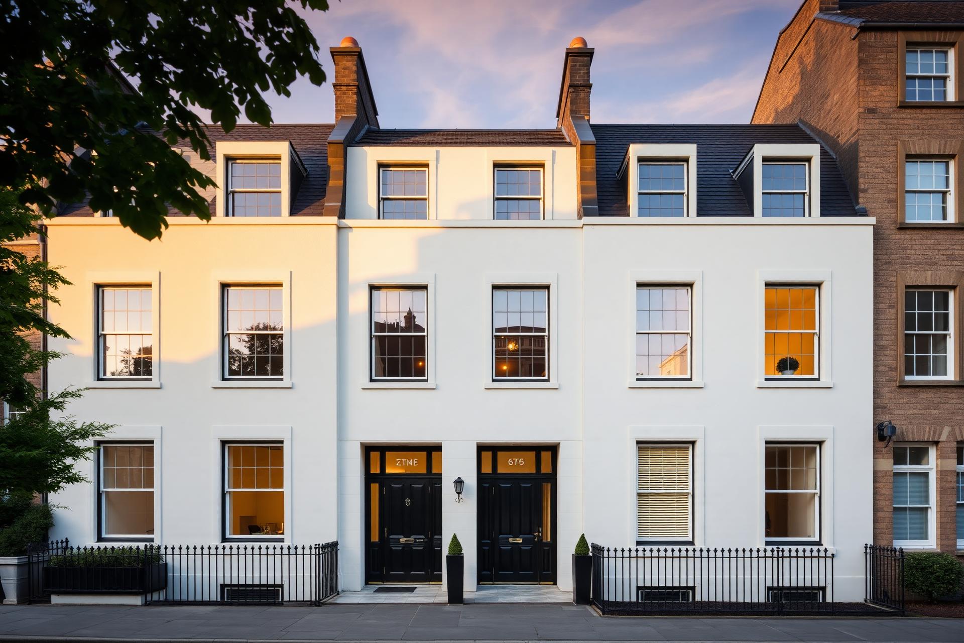 Elegant Edinburgh townhouse at golden hour